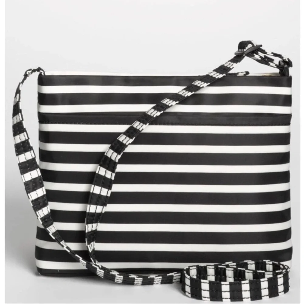 Kate Spade Black White  Striped Cammy Crossbody Bag_3